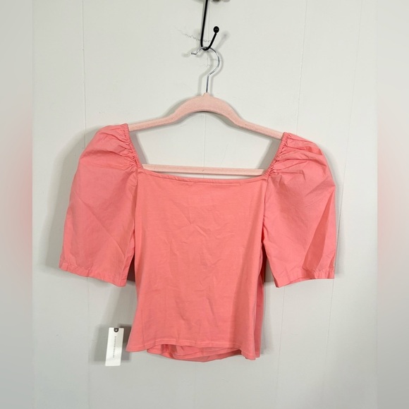Anthropologie puff sleeve wrap top pink size XS new - Picture 6 of 6